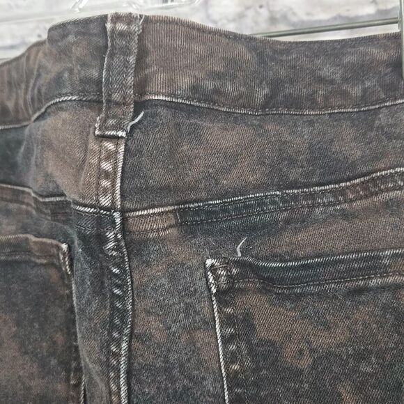Wonderly Brown Tie Dye Mid-Rise Skinny Ankle Jeans Powerstretch Sleek Sculpt 14 - Picture 8 of 9